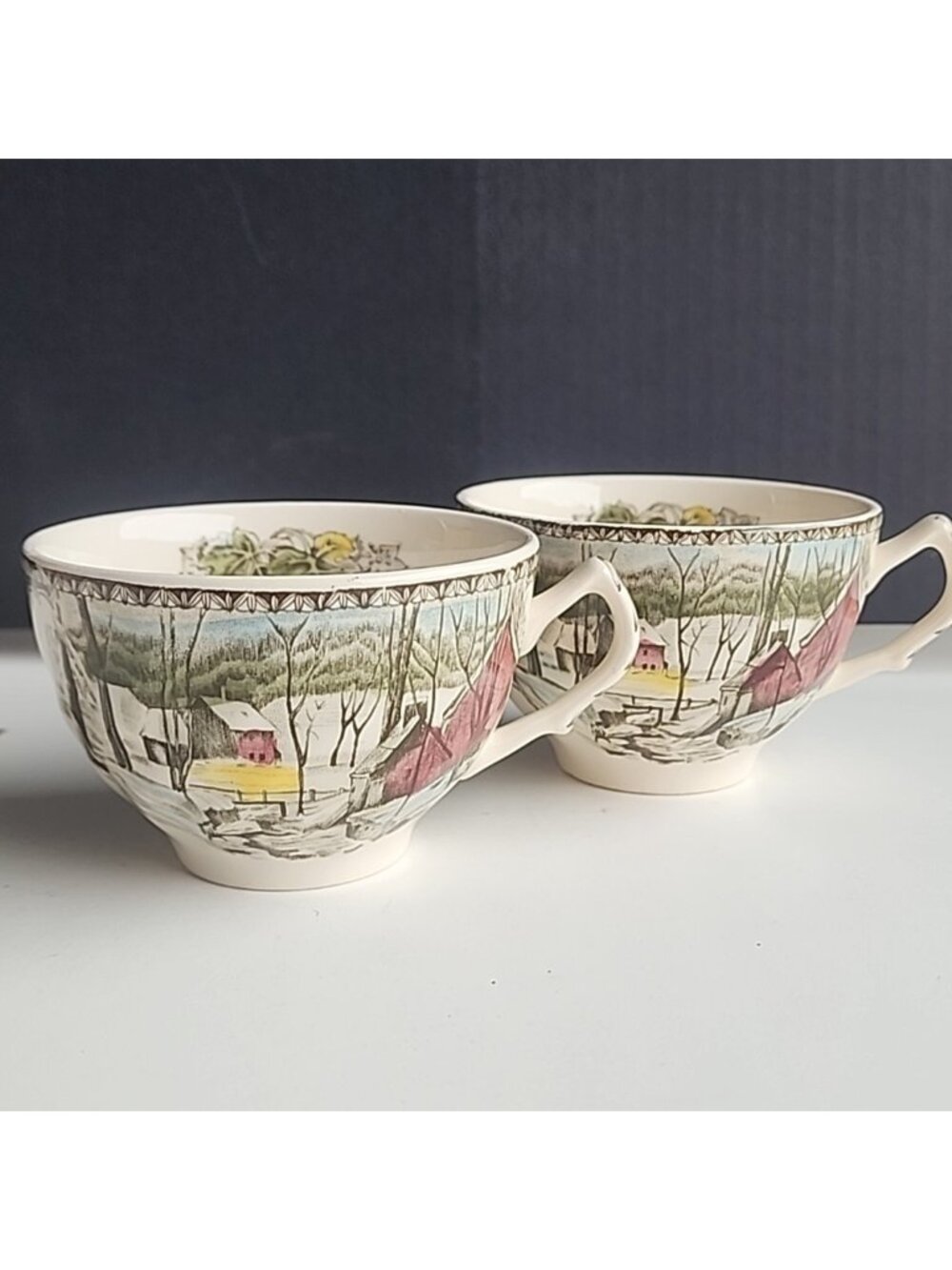 The Friendly Village Johnson Bros Tea Cups Set Of 2  England White